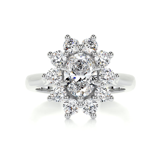 1.0 CT Oval Halo CVD E/VS1 Diamond Engagement Ring 1