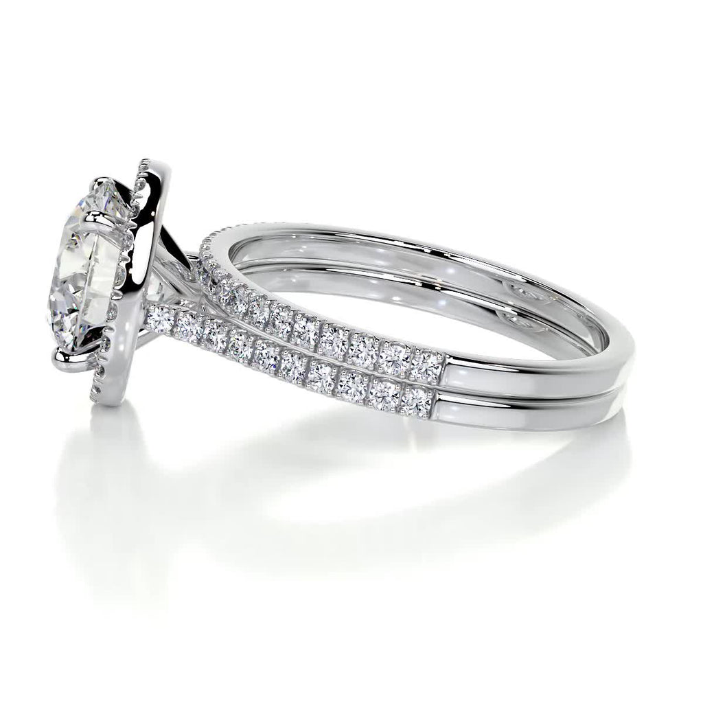 2.0 CT Round Halo CVD F/VS Diamond Bridal Set 4