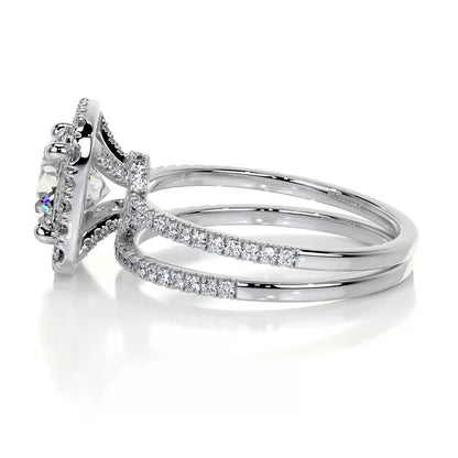 2.0 CT Round Halo CVD F/VS Diamond Bridal Set 6