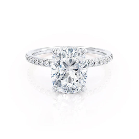 2.30 CT Elongated Cushion Shaped Moissanite Hidden Halo Style Engagement Ring 1