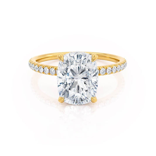 2.30 CT Elongated Cushion Shaped Moissanite Hidden Halo Style Engagement Ring 1