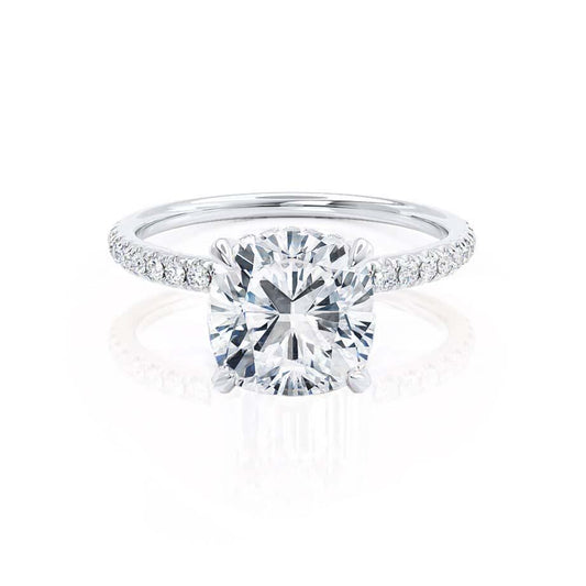 2.40 CT Cushion Shaped Moissanite Hidden Halo Style Engagement Ring 4