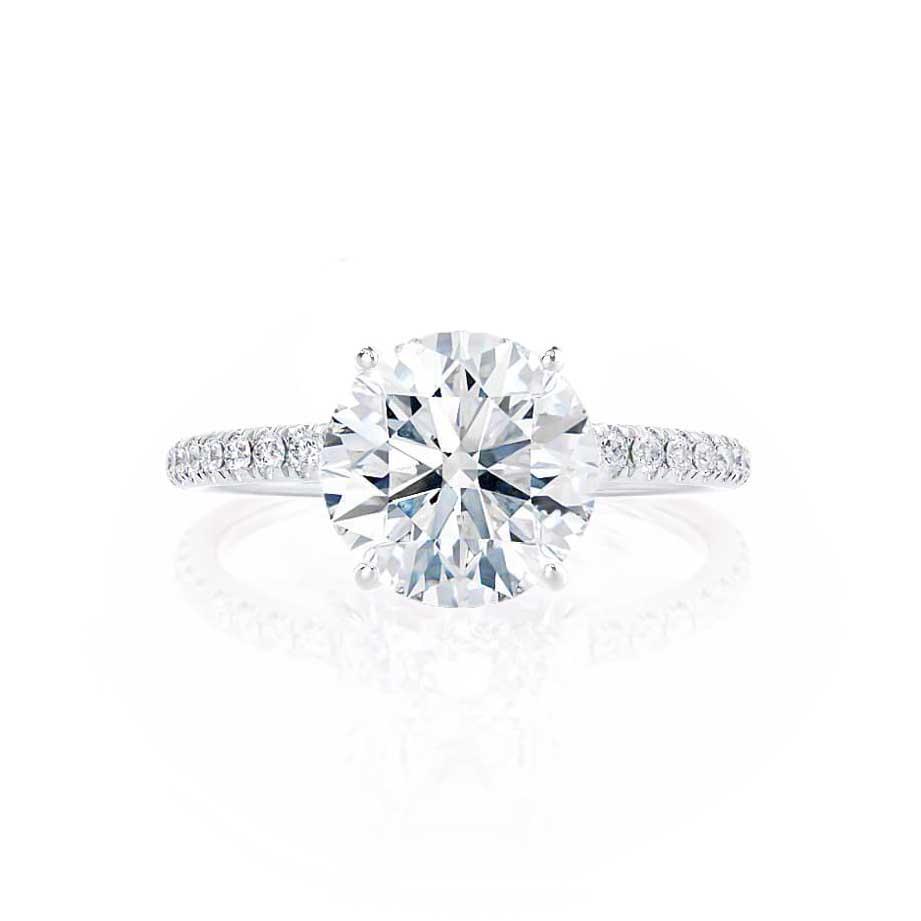 1.0 CT Round Shaped Moissanite Solitaire Pave Style Engagement Ring 4