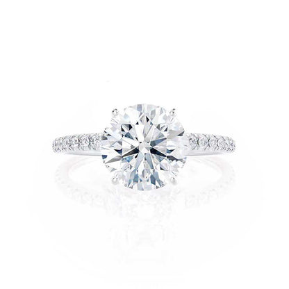 1.0 CT Round Shaped Moissanite Solitaire Pave Style Engagement Ring 4