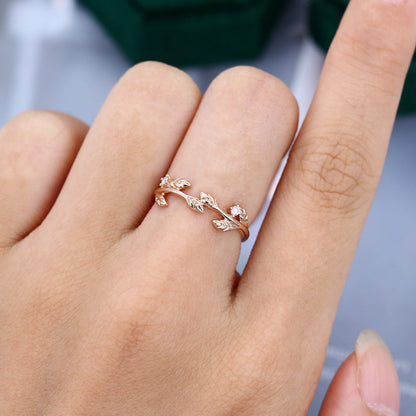 0.04 Round Moissanite Twig Wedding Band 2