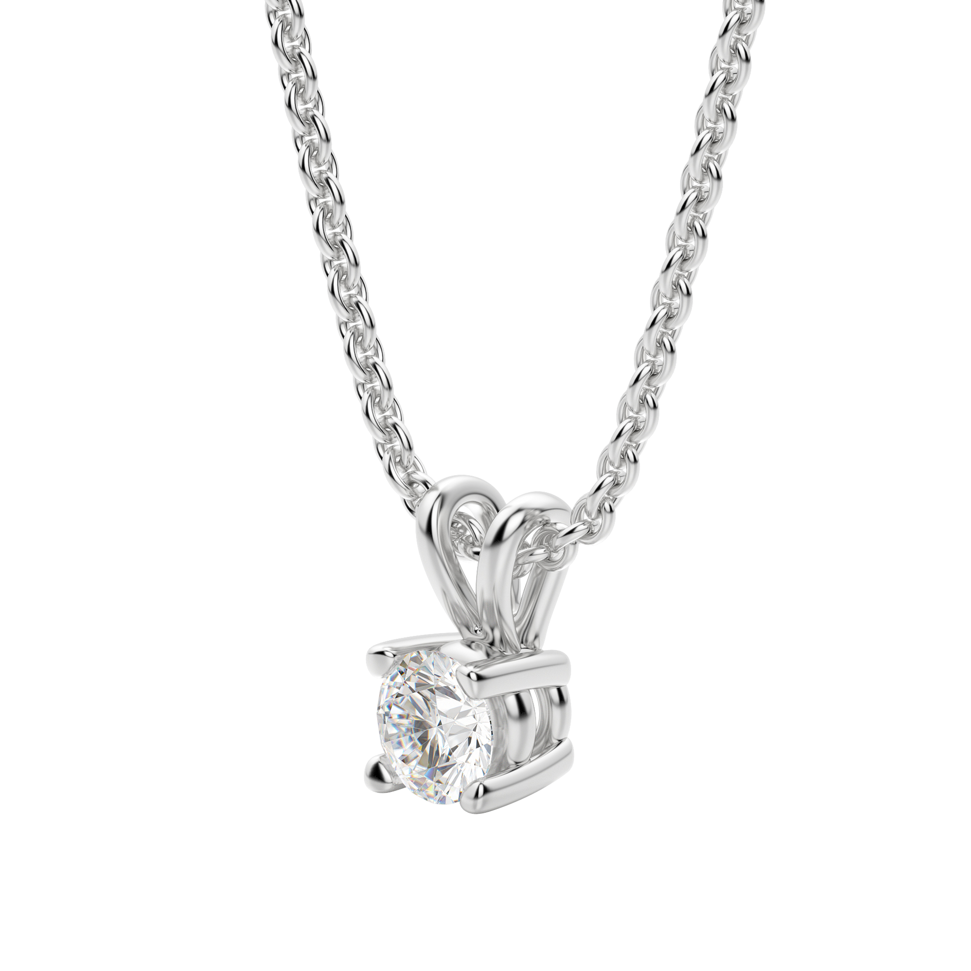 0.25 CT-1.0 CT Round Solitaire CVD F/VS Diamond Necklace 3