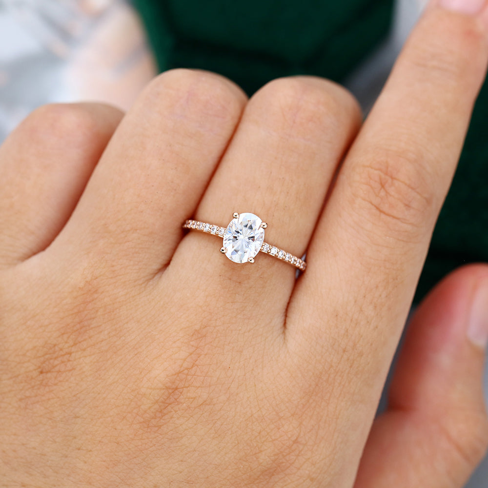 1.33 CT Oval Shaped Moissanite Solitaire Engagement Ring 2