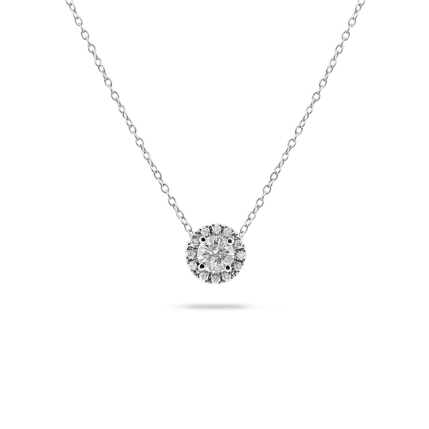 0.55 CT Round Halo CVD F/VS Diamond Necklace 1