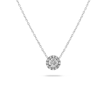 0.55 CT Round Halo CVD F/VS Diamond Necklace 1