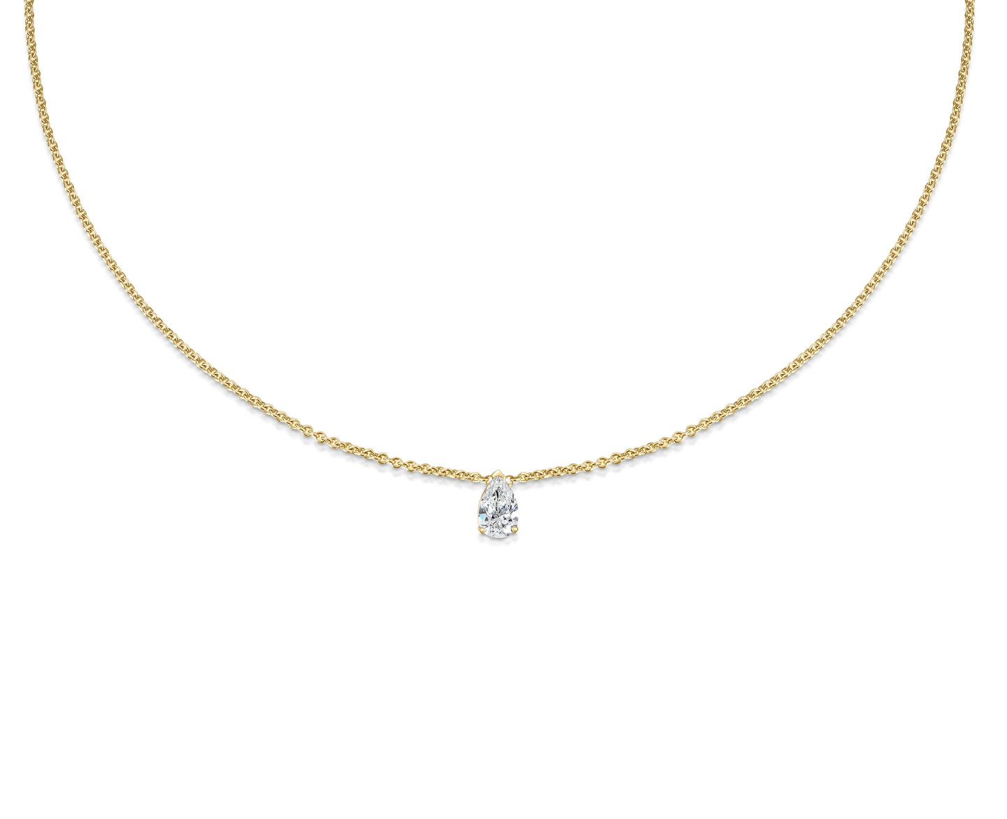 0.30 CT-1.0 CT Pear Solitaire CVD F/VS Diamond Necklace 4