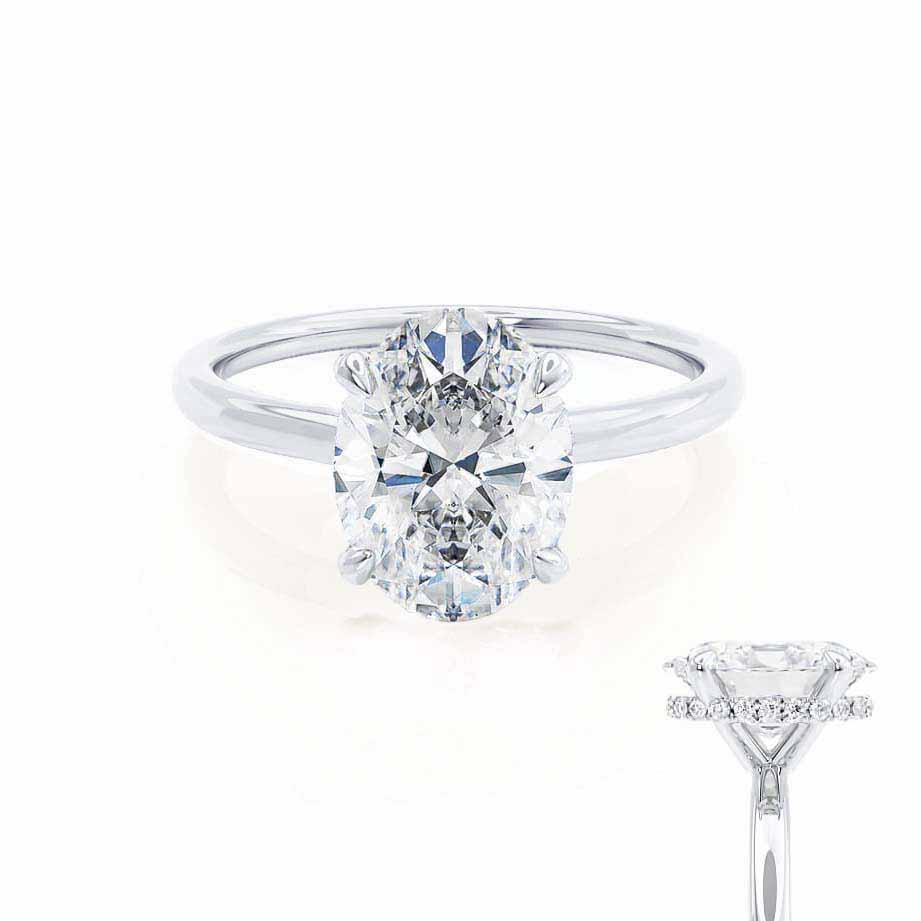 1.0 CT Oval Hidden Halo CVD E/VS1 Diamond Engagement Ring 5