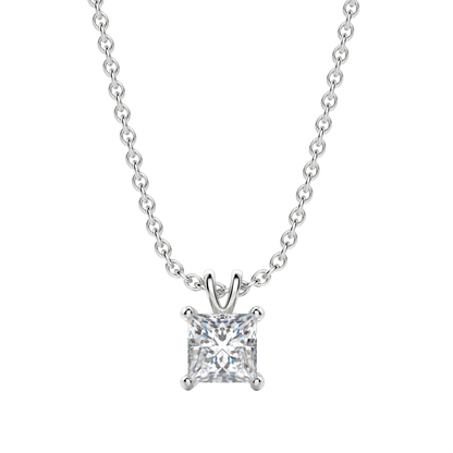 0.25 CT- 1.0 CT Princess Solitaire CVD F/VS Diamond Necklace 4