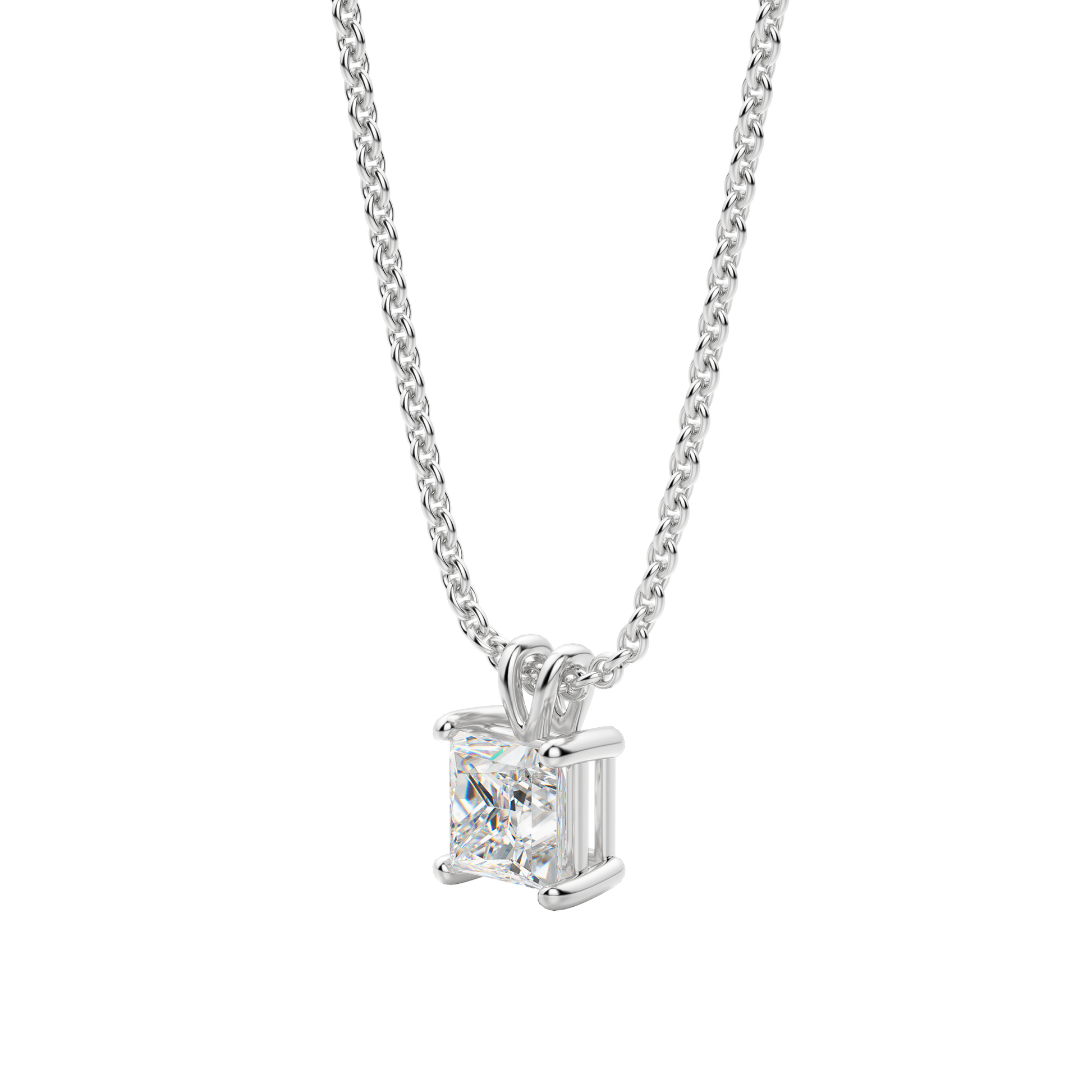 0.25 CT- 1.0 CT Princess Solitaire CVD F/VS Diamond Necklace 5