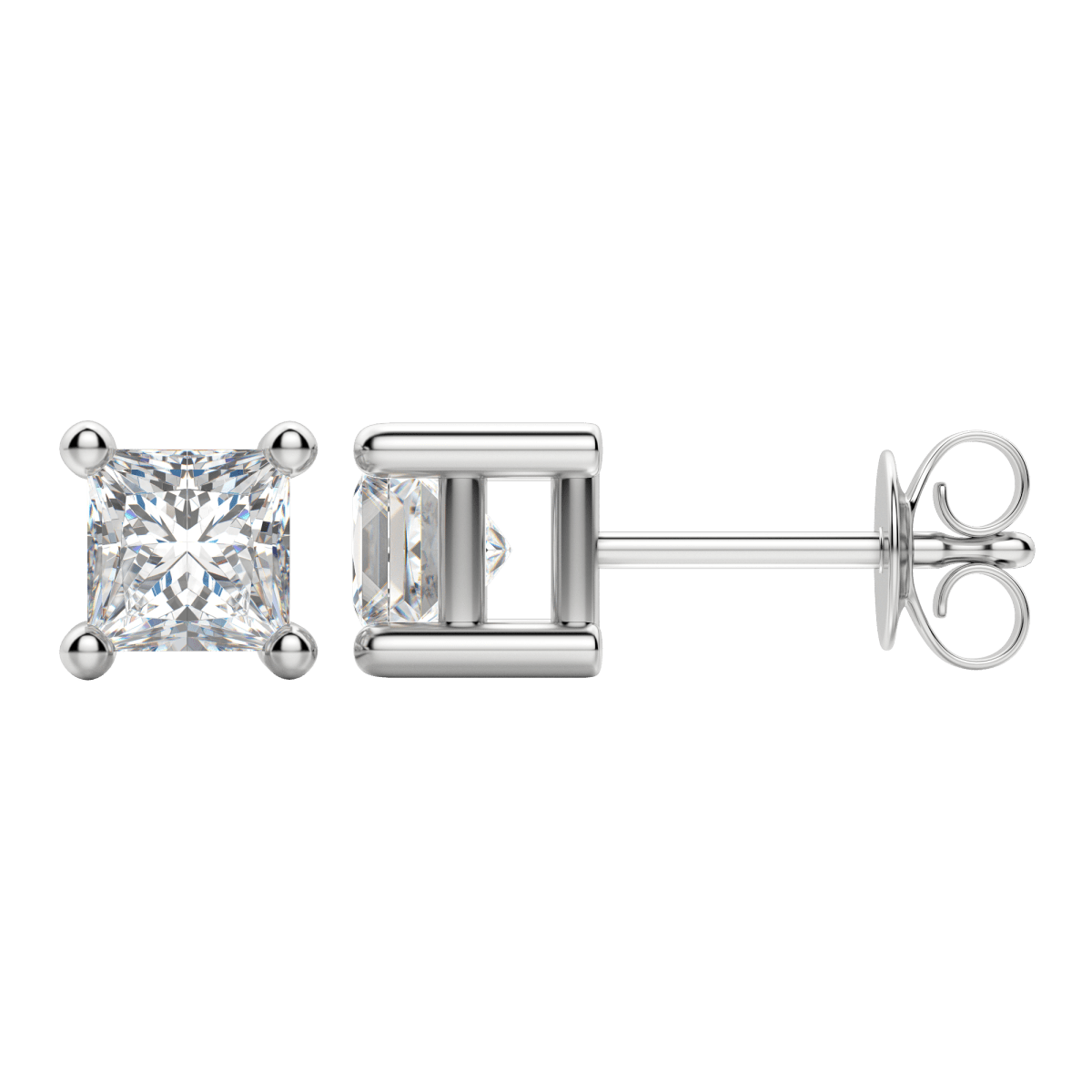 0.50 CT-2.0 CT Princess Solitaire CVD F/VS Diamond Earrings 3