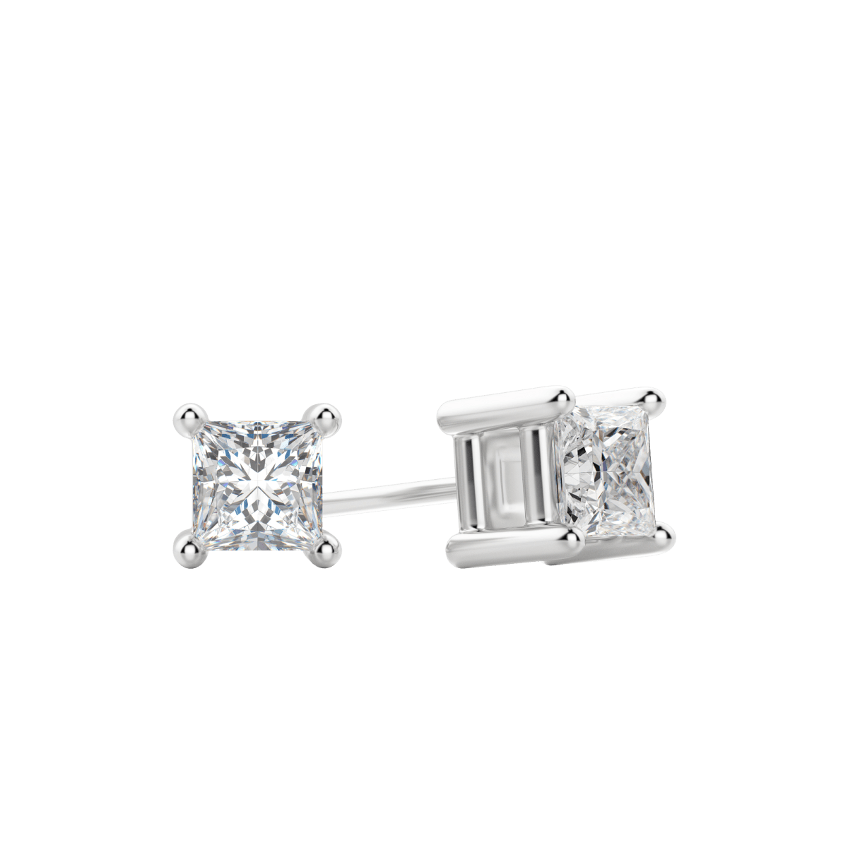 0.50 CT-2.0 CT Princess Solitaire CVD F/VS Diamond Earrings 1