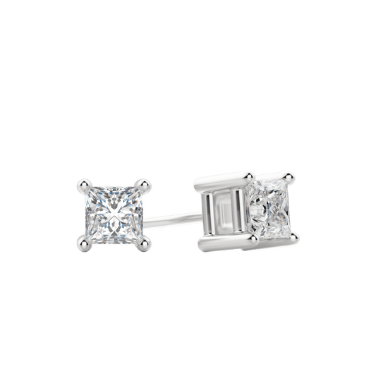 0.50 CT-2.0 CT Princess Solitaire CVD F/VS Diamond Earrings 1