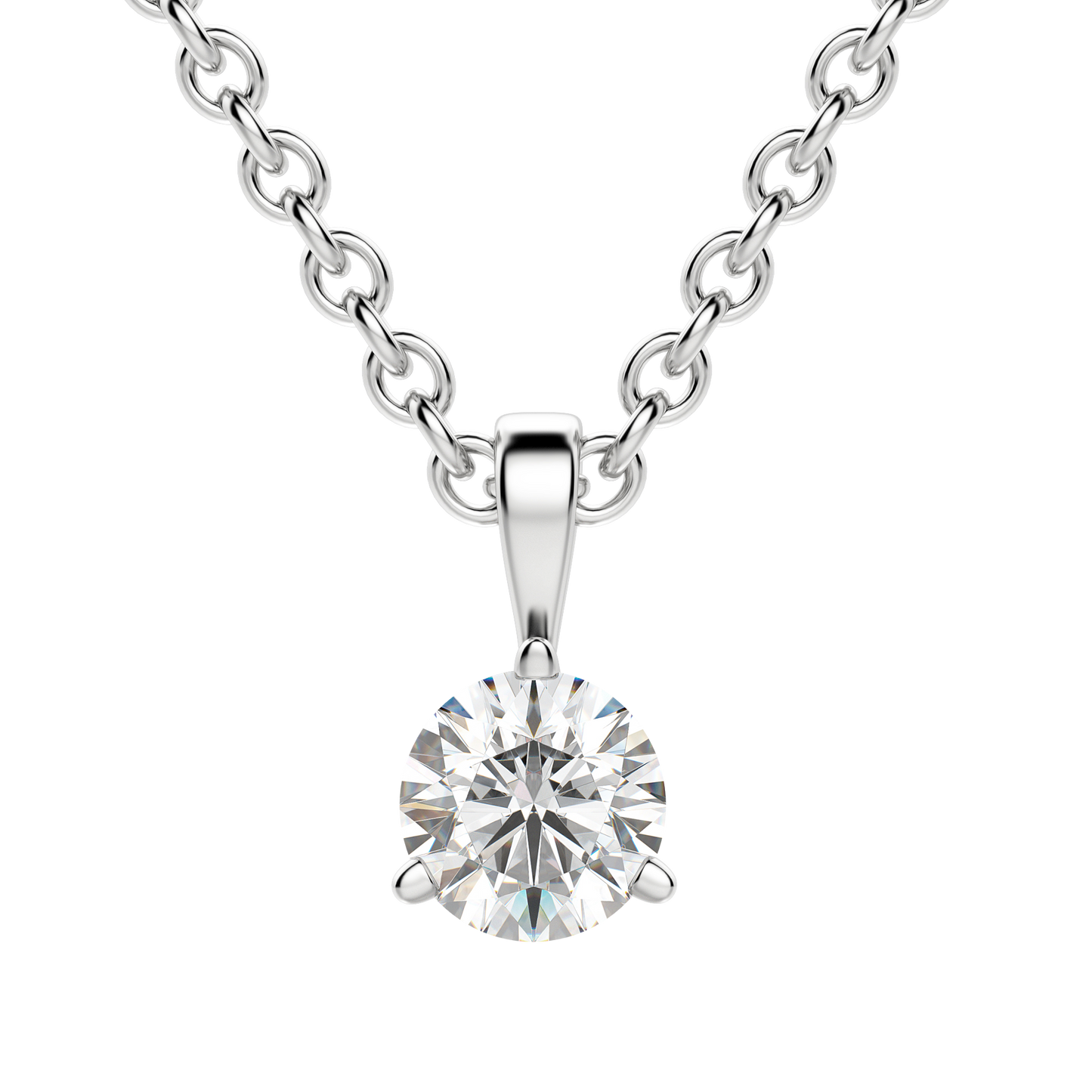 0.25 CT- 0.75 CT Round Solitaire CVD F/VS Diamond Necklace 2