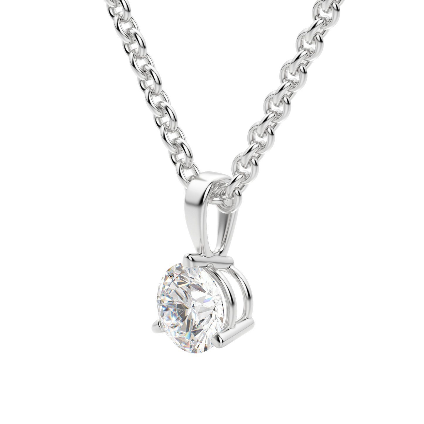 0.25 CT- 0.75 CT Round Solitaire CVD F/VS Diamond Necklace 6