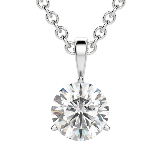 0.25 CT- 0.75 CT Round Solitaire CVD F/VS Diamond Necklace 1