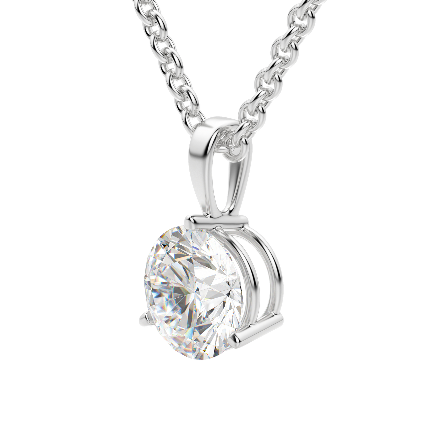 0.25 CT- 0.75 CT Round Solitaire CVD F/VS Diamond Necklace 5