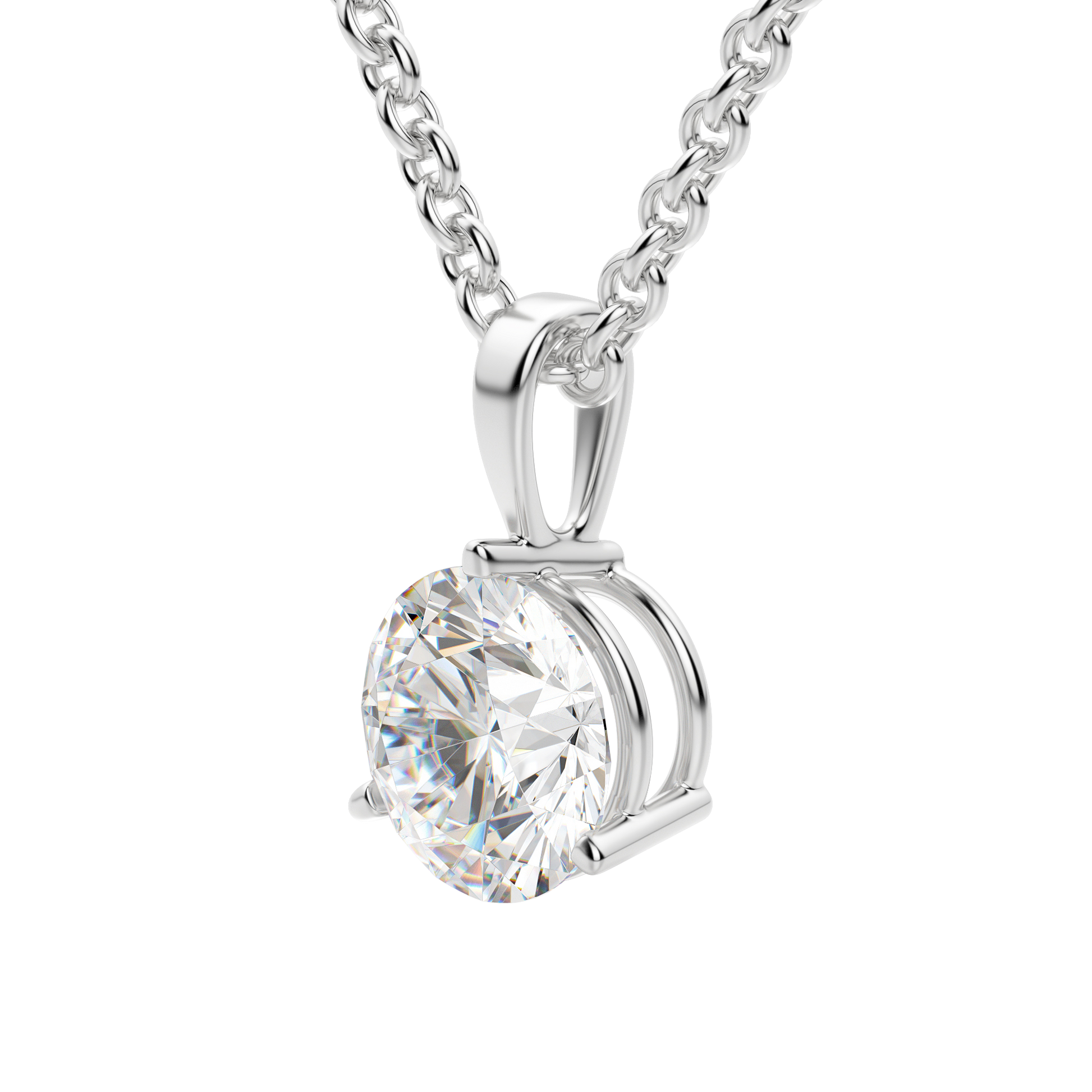 0.25 CT- 0.75 CT Round Solitaire CVD F/VS Diamond Necklace 5