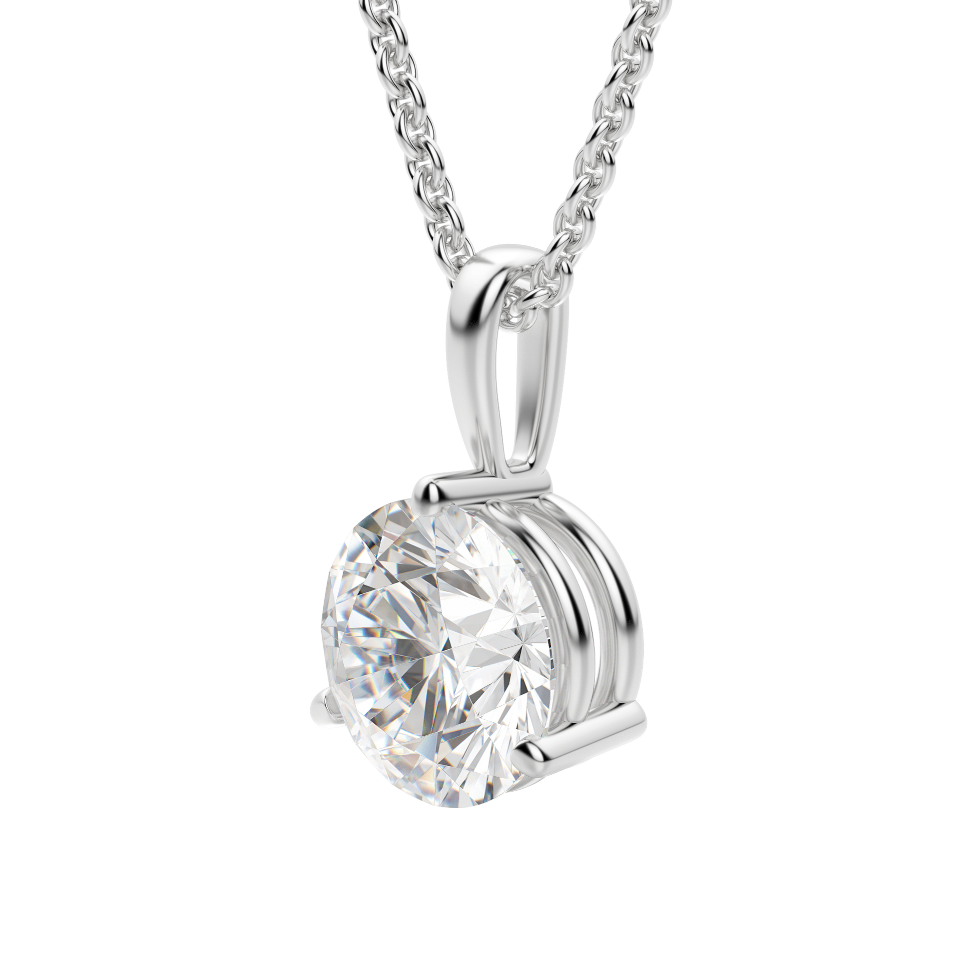 0.25 CT- 0.75 CT Round Solitaire CVD F/VS Diamond Necklace 4