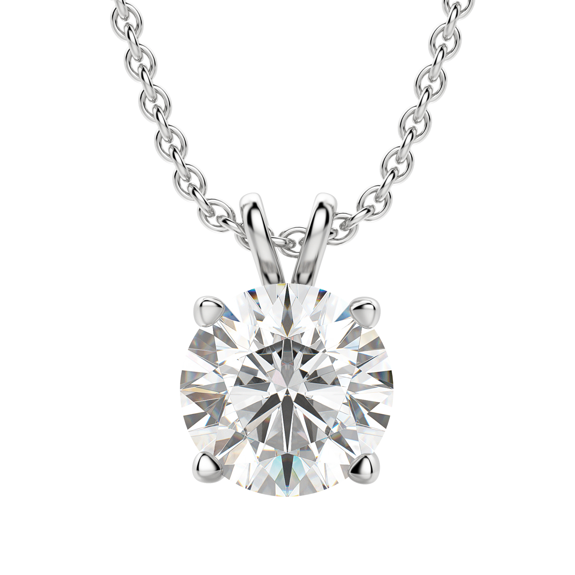 0.25 CT-1.0 CT Round Solitaire CVD F/VS Diamond Necklace 1