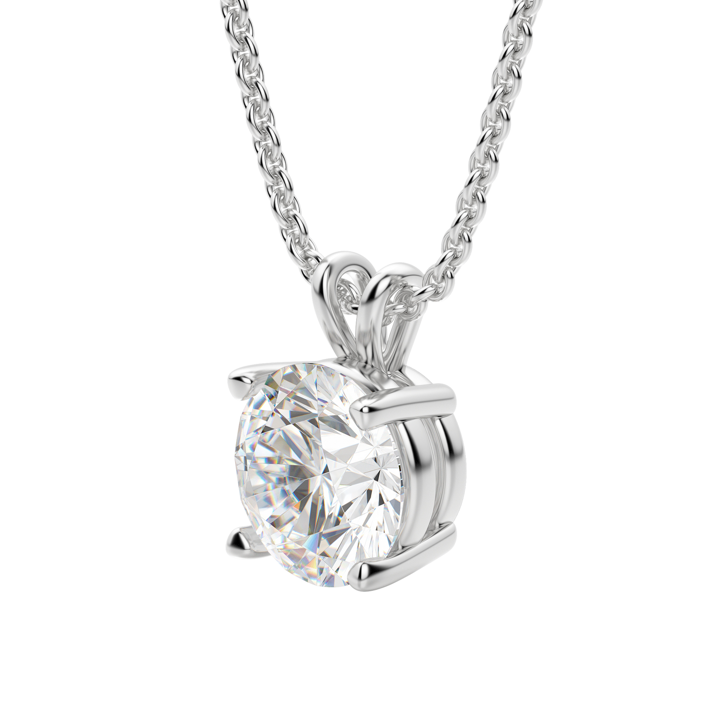 0.25 CT-1.0 CT Round Solitaire CVD F/VS Diamond Necklace 4