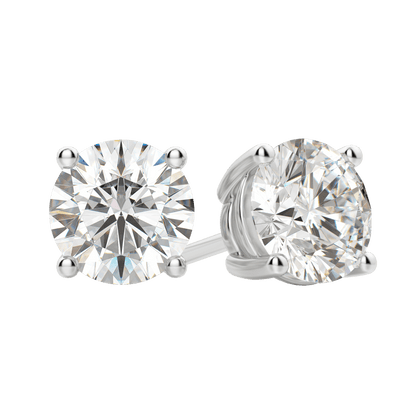 0.50 CT-4.0 CT Round Solitaire CVD F/VS Diamond Earrings 1