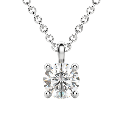 0.25 CT-0.75 CT Round Solitaire CVD F/VS Diamond Necklace 18