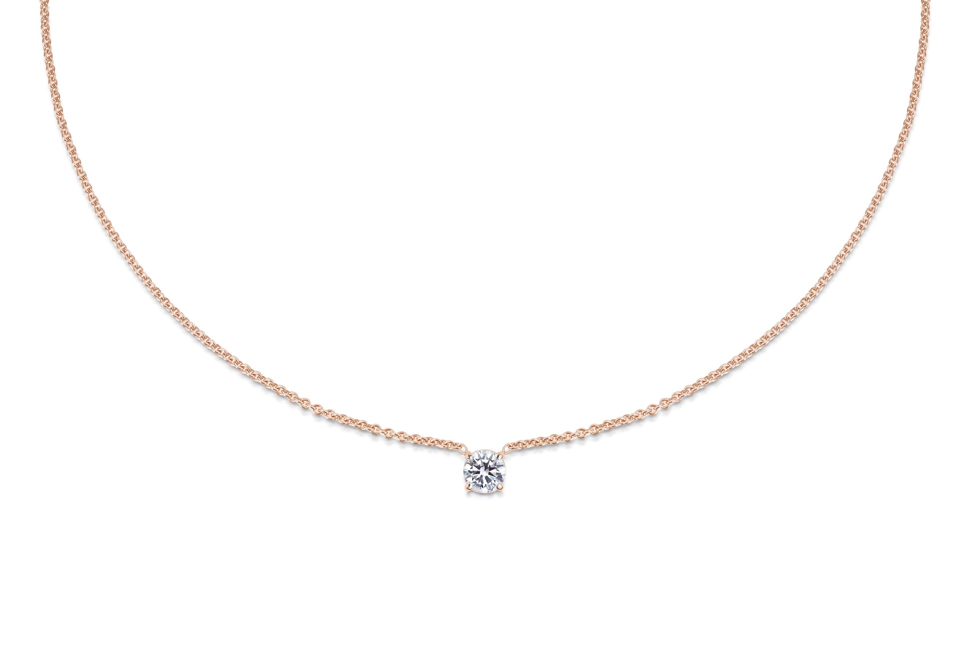 0.50 CT-1.0 CT Round Solitaire CVD F/VS Diamond Necklace 7