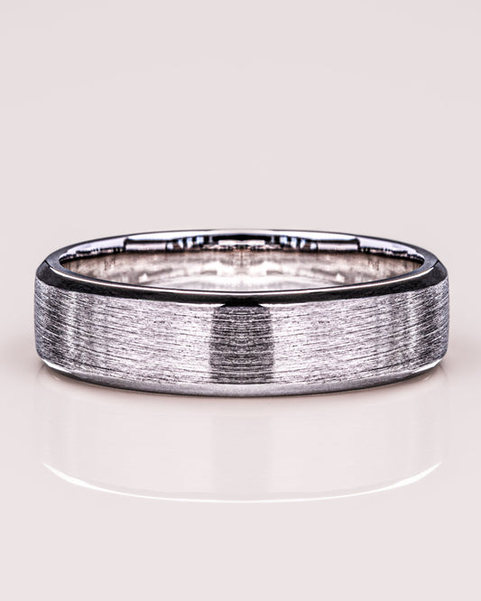 Brushed-Finish White Gold Men's Band 1