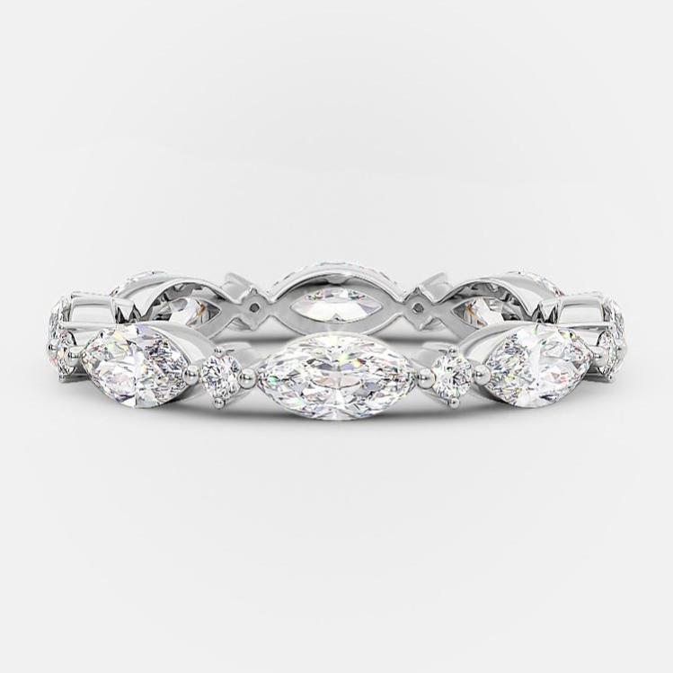 0.50 TCW Marquise And Round Cut Alternative Moissanite Wedding Band 6