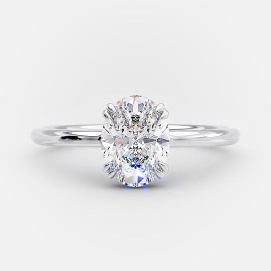 1.33 CT Oval Solitaire Hidden Halo Style Moissanite Engagement Ring 5