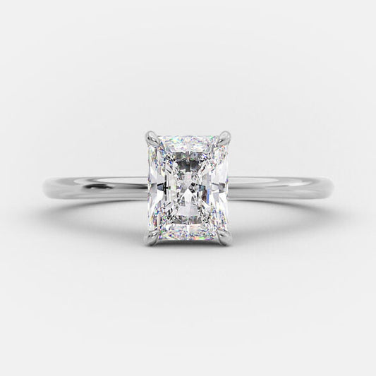 1.04 CT Radiant Hidden Halo Solitaire Moissanite Engagement Ring 5