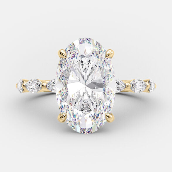 4.0 CT Oval Cut Dainty Style Pave Moissanite Engagement Ring 6