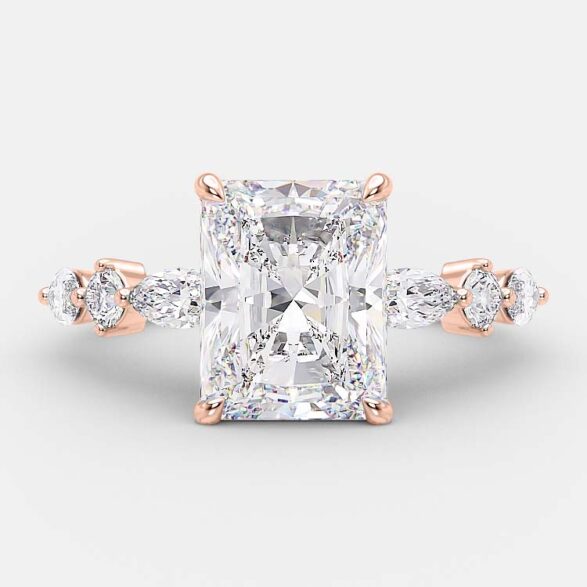 2.43 CT Radiant Pave Setting Moissanite Engagement Ring 6