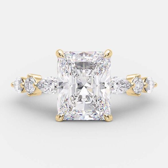 2.43 CT Radiant Pave Setting Moissanite Engagement Ring 5