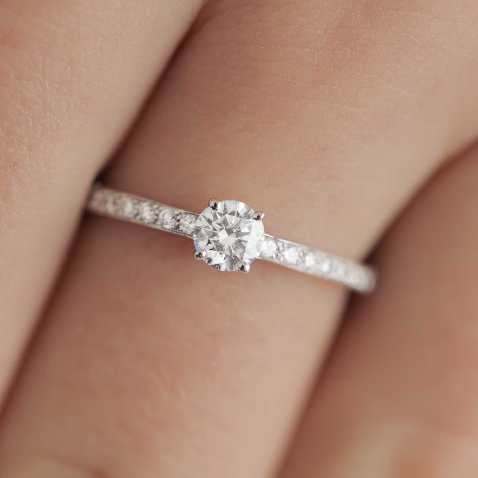 0.30 CT Round Shaped Moissanite Pave Setting Engagement Ring 1