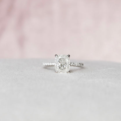 2.0 CT Cushion Cut Pave Setting Moissanite Engagement Ring 6