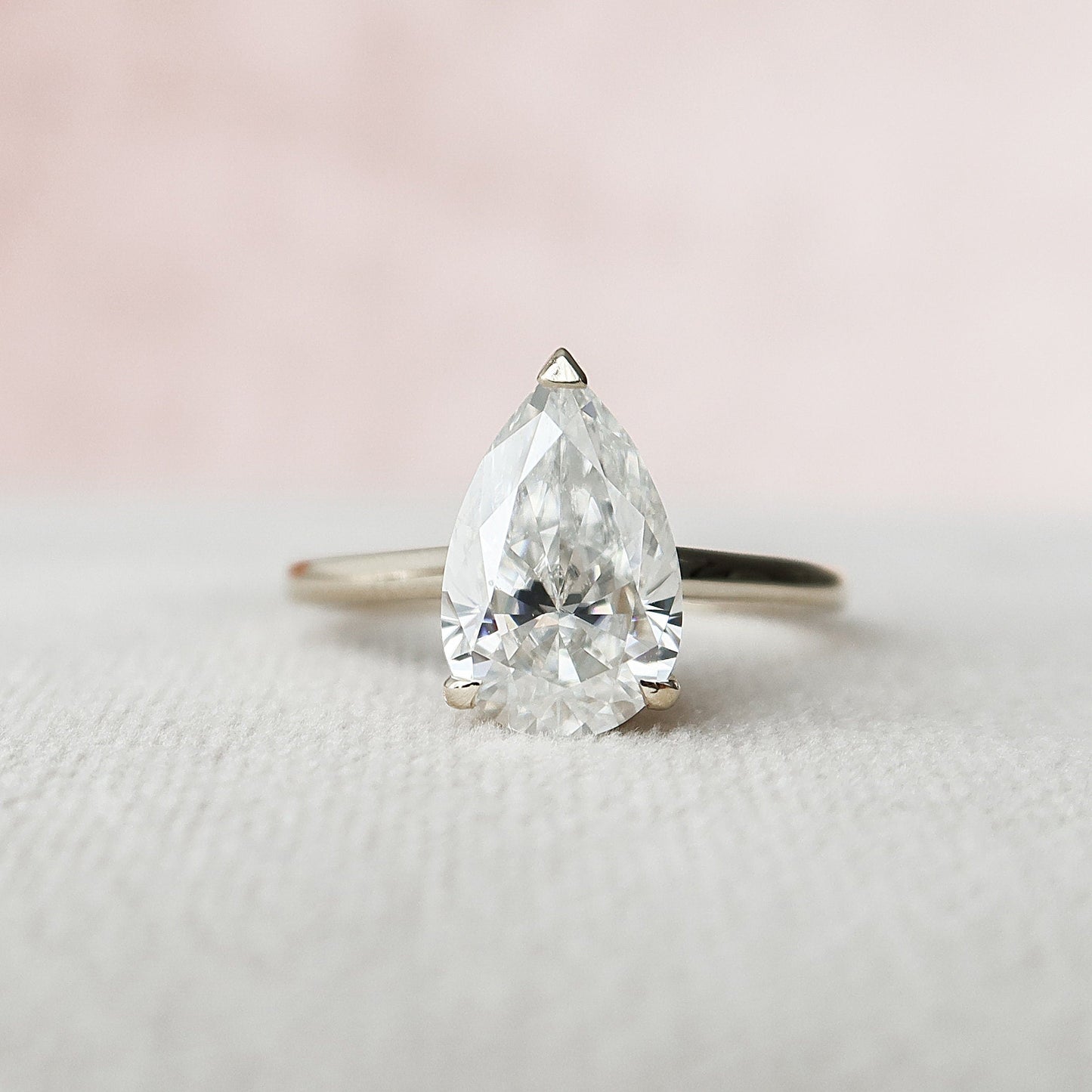 2.0 CT Pear Solitaire & Hidden Halo Style  Moissanite Engagement Ring 7