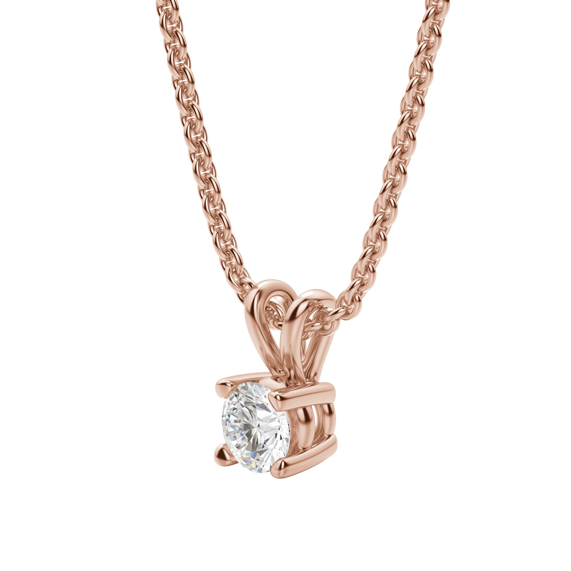 0.25 CT-1.0 CT Round Solitaire CVD F/VS Diamond Necklace 12