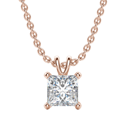 0.25 CT- 1.0 CT Princess Solitaire CVD F/VS Diamond Necklace 9