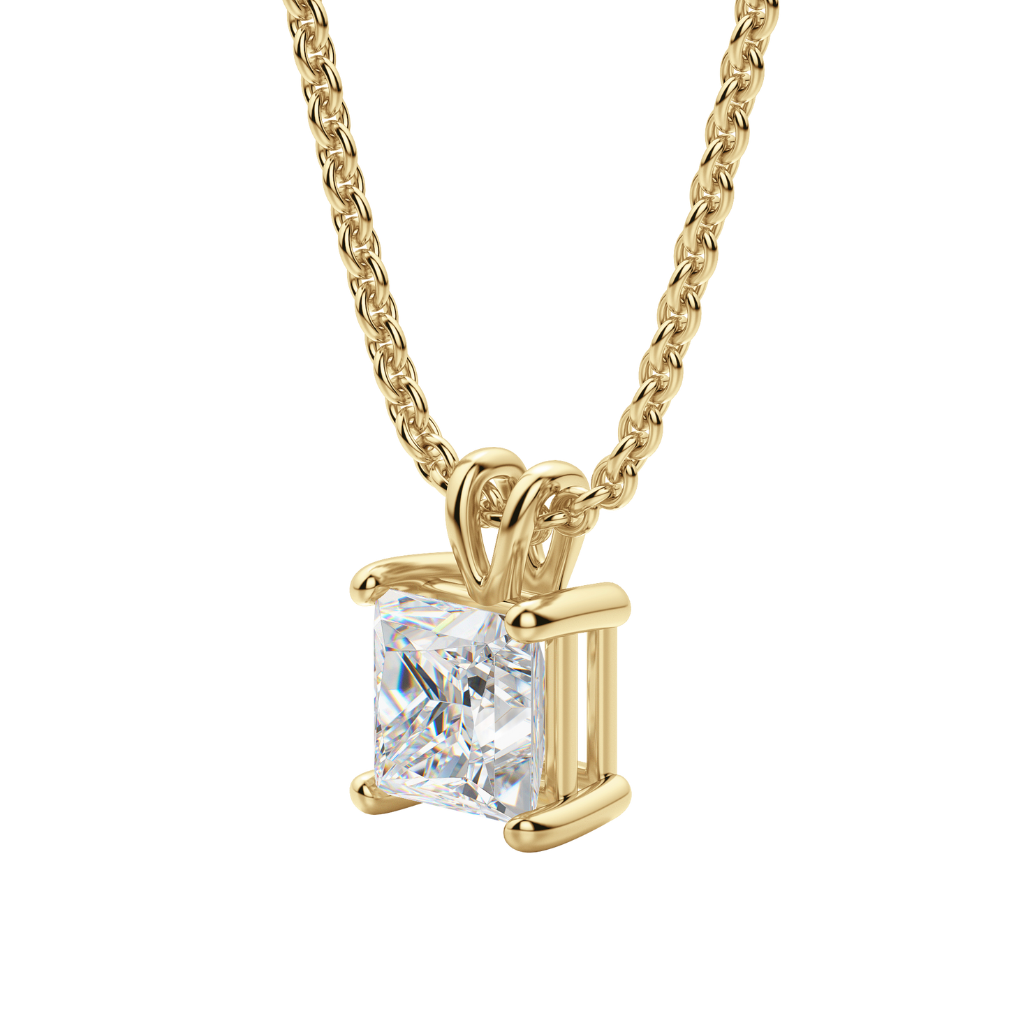 0.25 CT- 1.0 CT Princess Solitaire CVD F/VS Diamond Necklace 8