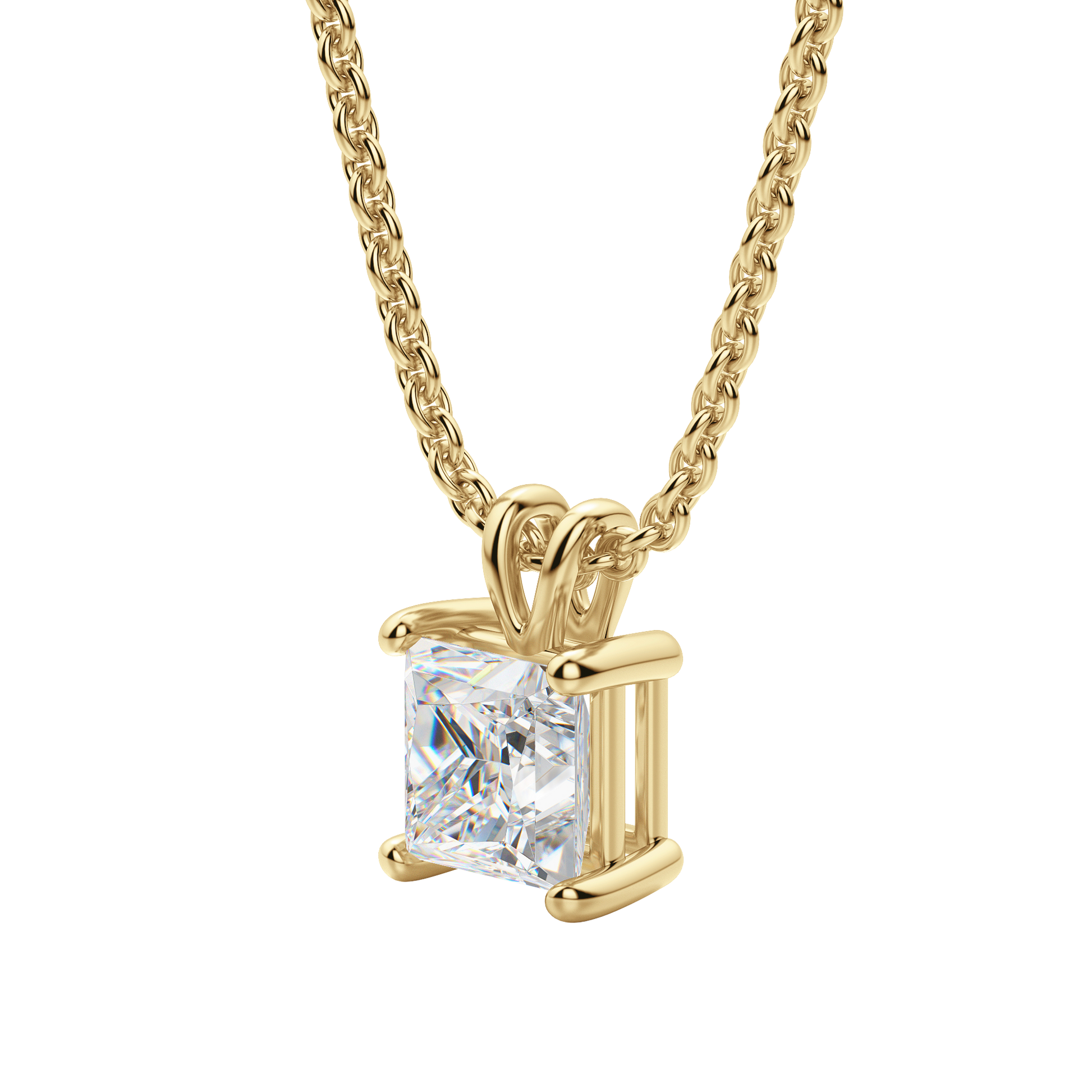 0.25 CT- 1.0 CT Princess Solitaire CVD F/VS Diamond Necklace 8