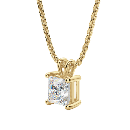 0.25 CT- 1.0 CT Princess Solitaire CVD F/VS Diamond Necklace 8