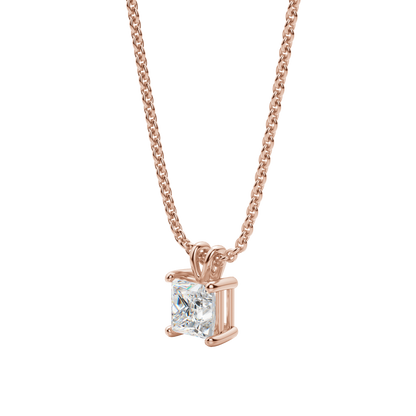 0.25 CT- 1.0 CT Princess Solitaire CVD F/VS Diamond Necklace 13