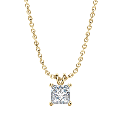 0.25 CT- 1.0 CT Princess Solitaire CVD F/VS Diamond Necklace 7