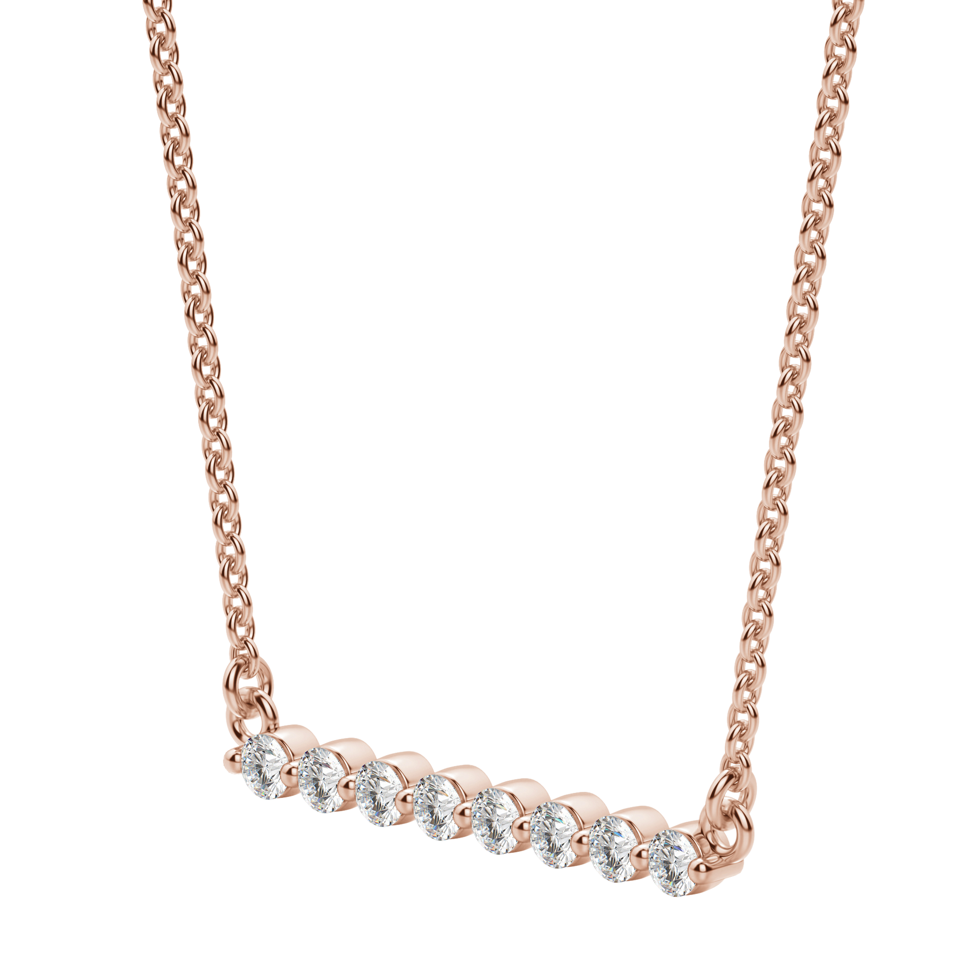 0.24 CT Round Cut Shared Prong Bar Necklace Moissanite Diamond Necklace 3