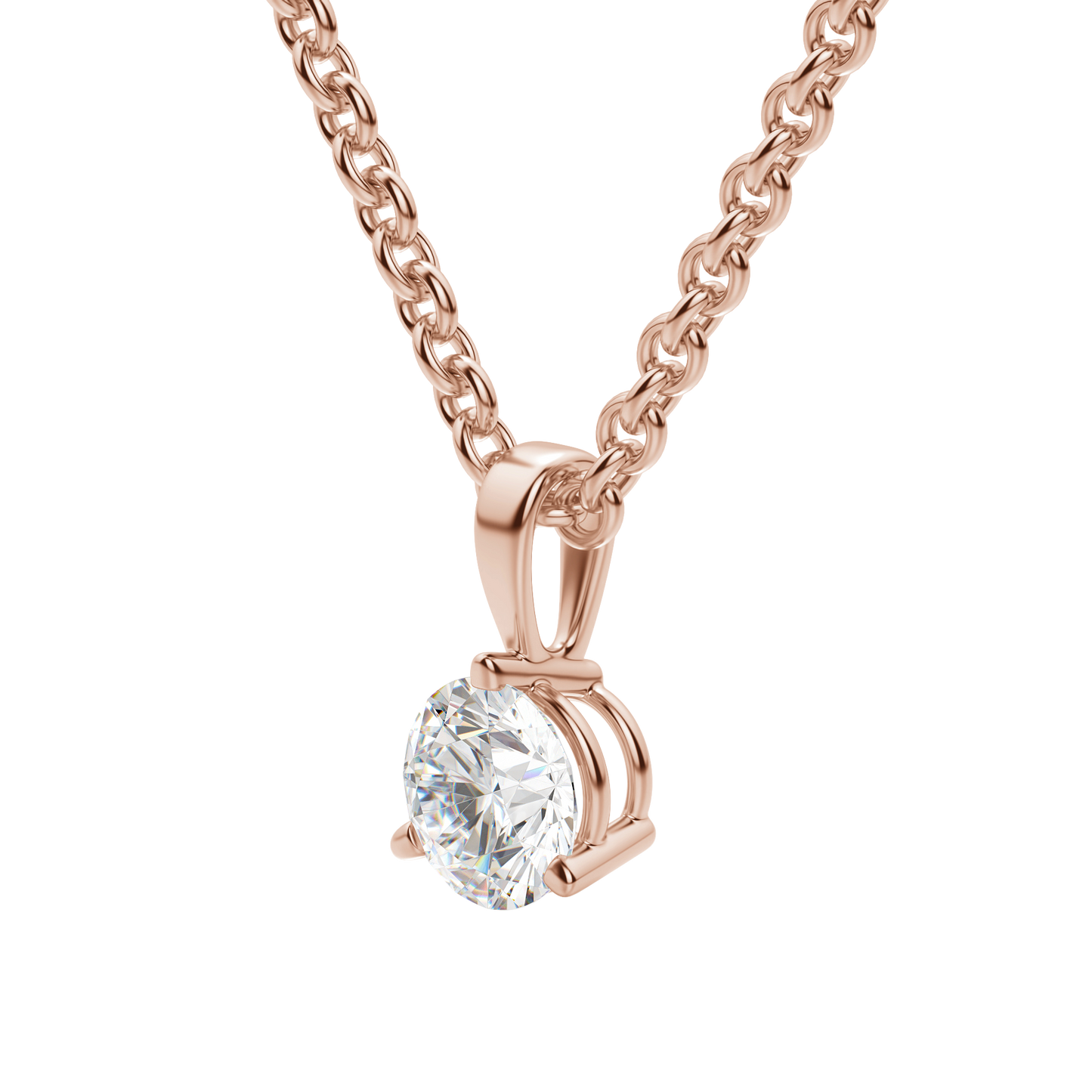 0.25 CT- 0.75 CT Round Solitaire CVD F/VS Diamond Necklace 18